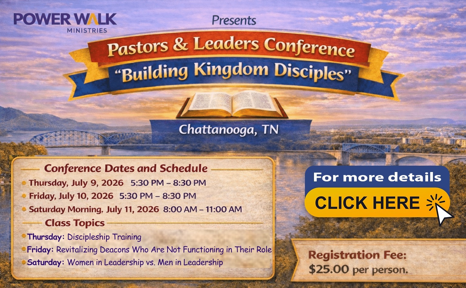 Chattanooga, TN – July 9 – 11, 2026